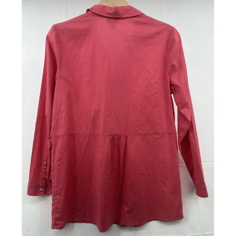 J.‎ Jill Blouse Small Pull Over Top Flowy Oversized Tunic Pink Peasant Cotton - Picture 3 of 10